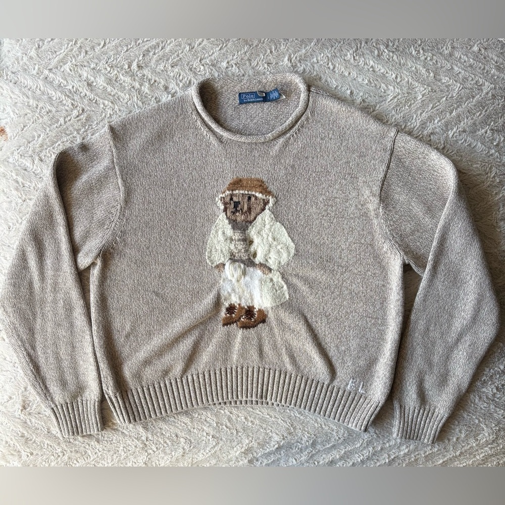 Polo by Ralph Lauren Tan Bear Sweater Jumper L